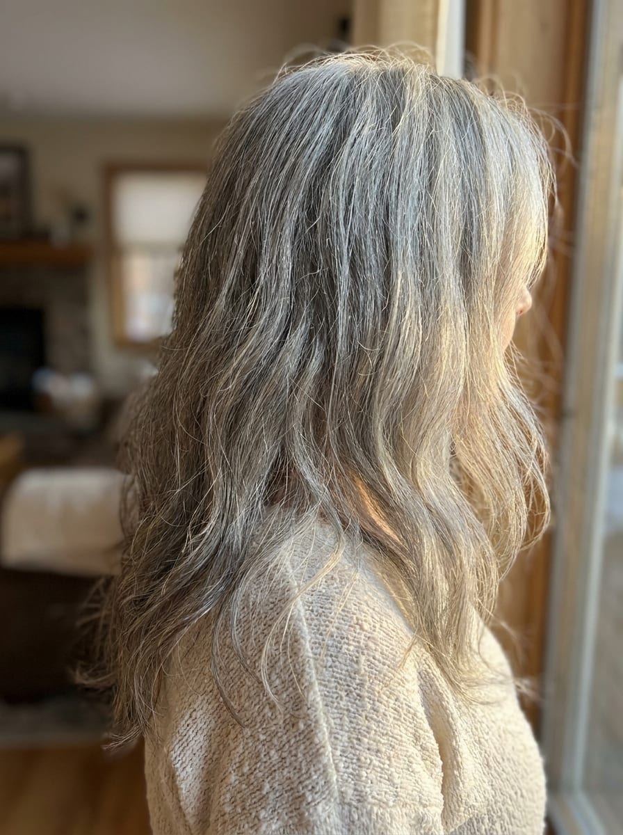 Lange graue Haare mit Wellen - Lange Haare ab 50